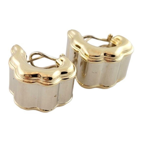 14K 2-Tone Yellow and White Gold Large Hollow Hoops #16134 - Picture 4 of 8